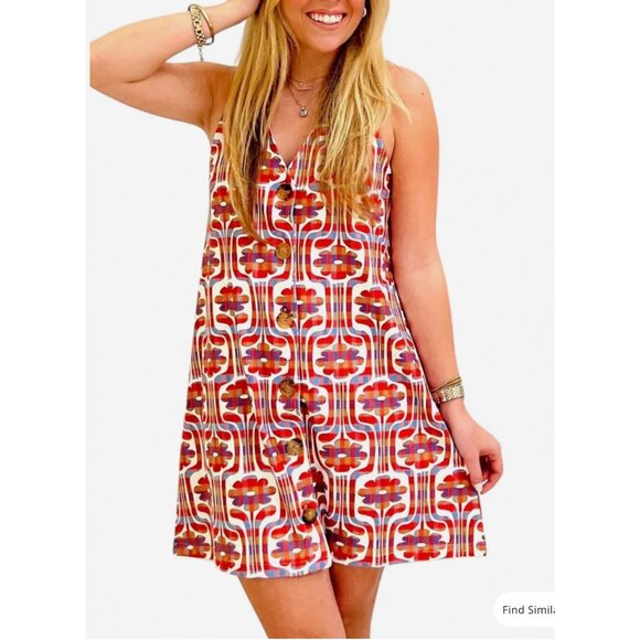 Smith & Quinn The Dorothy Ponte Dress Mini Sleeveless Red Retro Floral Large - Picture 1 of 9